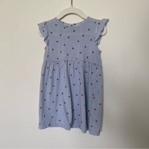 H&M Blue and Red Ruffled Empire Waist Sundress